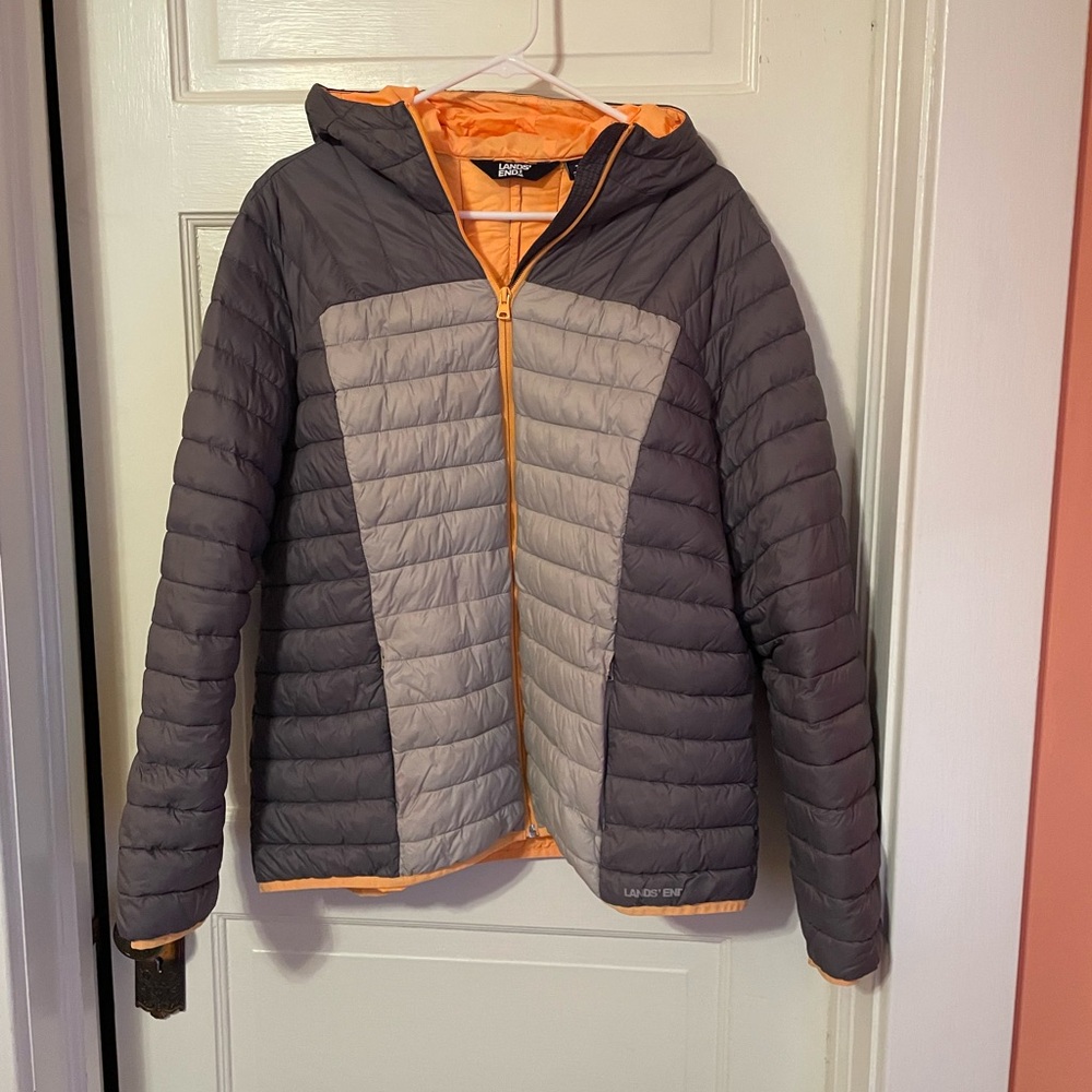 Lands' End Orange and Gray Jacket